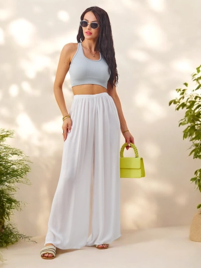 Royalfashion Pantaloni pentru femei din viscoză, drepți, confecționați din țesătură