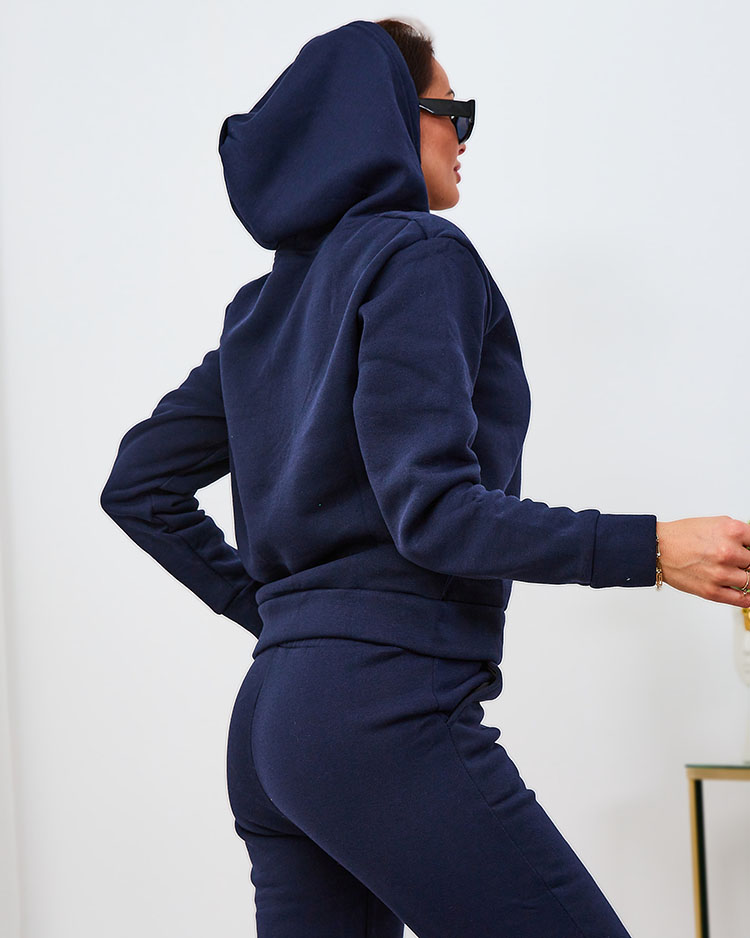 Royalfashion Set trening izolat negru pentru femei cu imprimeu auriu