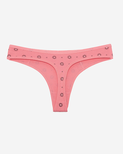 Tanga de dama din bumbac cu flori Coral - Lenjerie intima