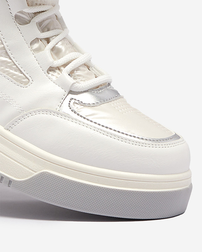 Cizme cu șiret alb pentru femei a'la cizme de zăpadă - Ojilen