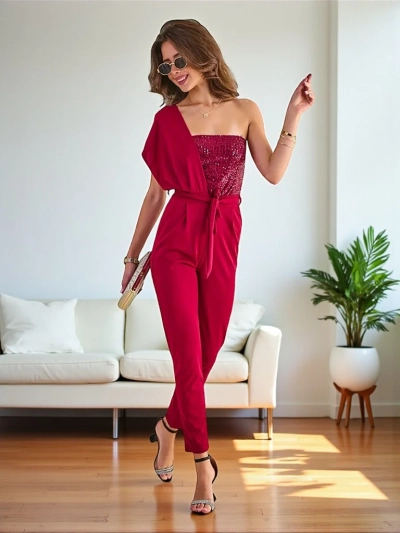 Salopetă lungă pentru femei Royalfashion cu zirconii