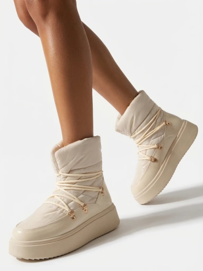 Royalfashion Cizme de zăpadă slip-on pentru femei de culoare crem Dabenda