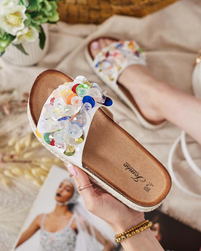 Royalfashion Șlapi de damă Loassa cu pietre prețioase