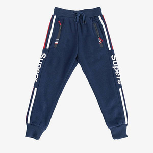 Pantaloni de trening pentru băieți de culoare bleumarin - Pantaloni