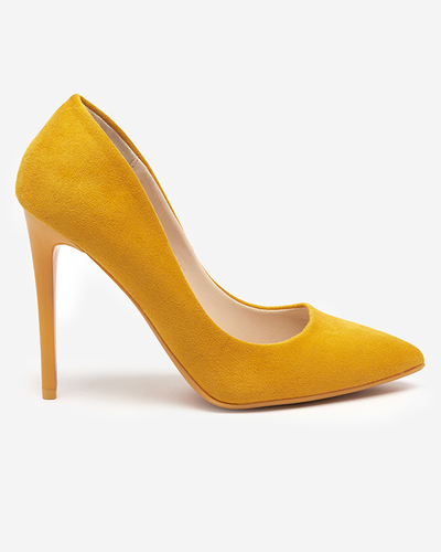 OUTLET Pompi de dama galbeni cu piele intoarsa ecologica pe stiletto Veneci - Pantofi