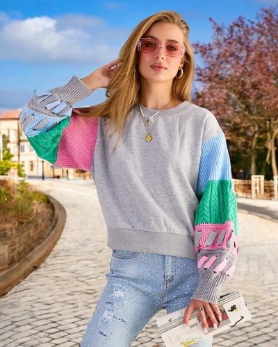 Royalfashion Hanorac pentru femei cu mâneci colorate