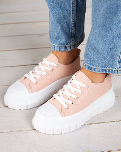 Pantofi sport dama pudrati - adidasi pe platforma Meoina - Incaltaminte