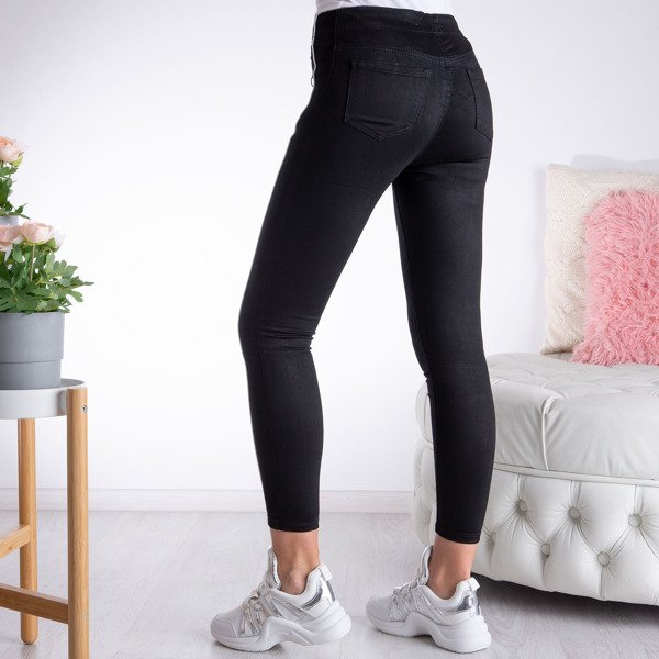 Czarne spodnie z białą lamówką - Spodnie