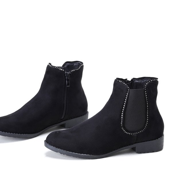 Czarne sztyblety z cyrkoniami Elizabeth - Obuwie