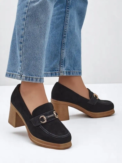 Royalfashion mocasini cu toc masiv pentru femei Apareus