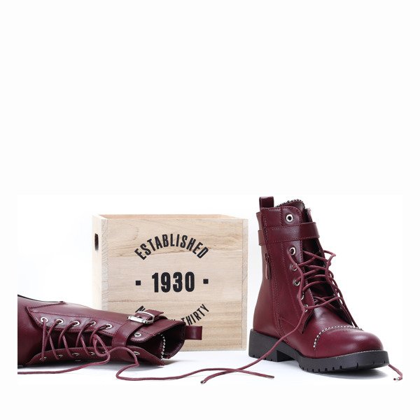 Bordowe workery Spencer - Obuwie