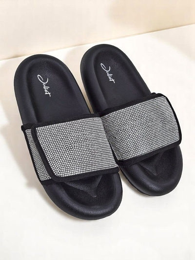 Royalfashion Damskie klapki na płaskiej podeszwie Sparkle Step