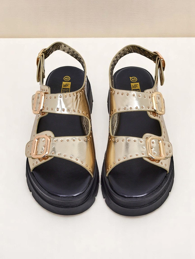 Royalfashion Dámske sandále na hrubšej podrážke s kamienkami Rocky Chic
