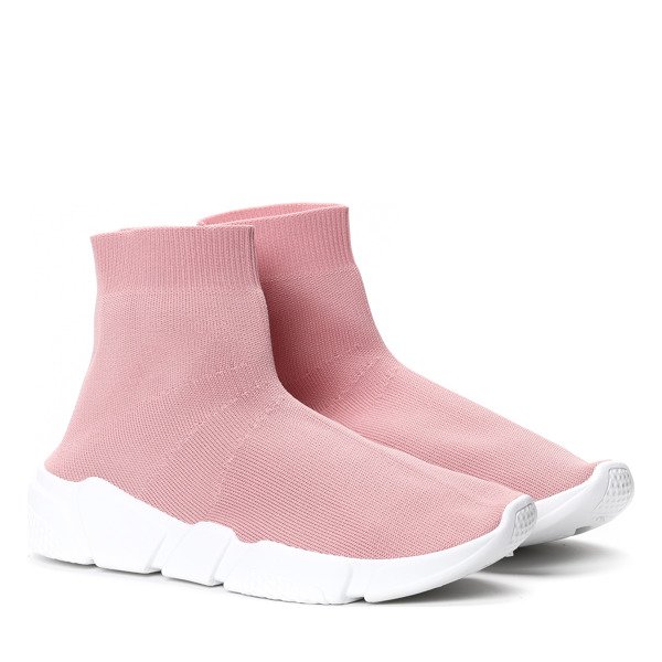 Różowe obuwie z tekstylną cholewką- Obuwie