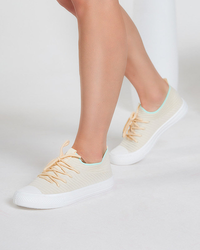 OUTLET Tenisi dama bej cu nervuri Manfer- Incaltaminte