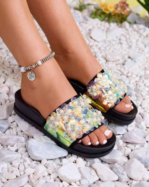 Sandale cu platformă neagră pentru femei, cu ornamente Maurelle - Încălțăminte