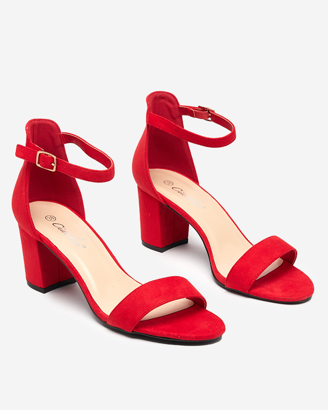 Sandale roșii de damă cu toc Elita - Încălțăminte