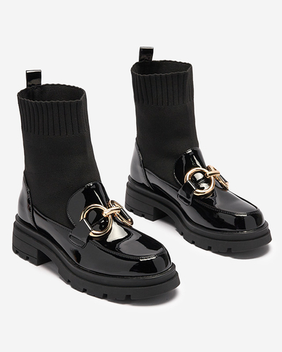 Cizme negre de damă cu șosetă Accioi- Footwear