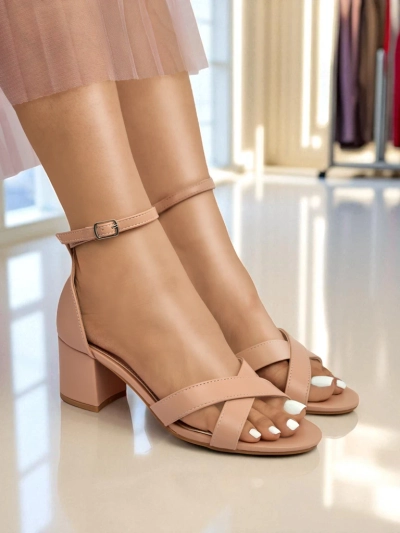 Royalfashion Sandale de damă cu toc gros jos Eleganza Strap