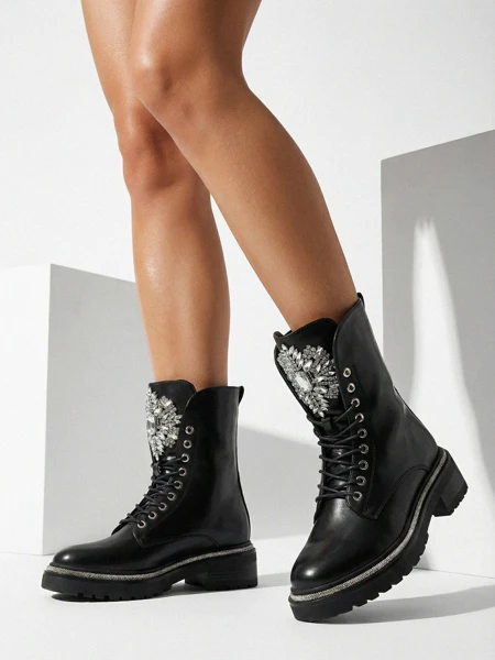 Botki Damskie eko skórzane Evinell