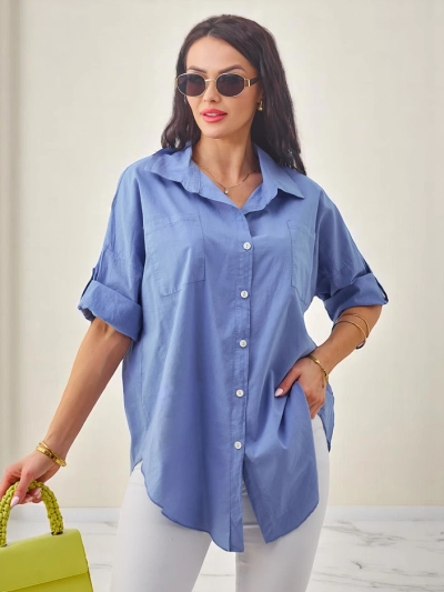 Cămașă din bumbac pentru femei Royalfashion cu mâneci 3/4