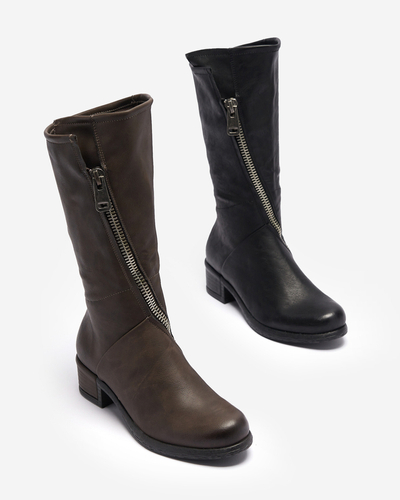 Cizme fără toc din piele ecologică maro închis pentru femei Etica - Încălțăminte