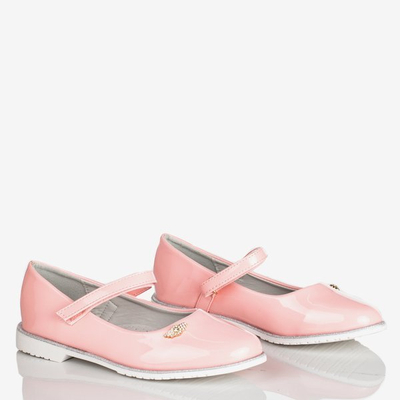 Różowe lakierowane baleriny dziecięce Kandi - Obuwie