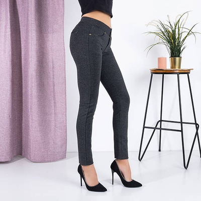 Pantaloni gri de femei cu ornamente - Pantaloni