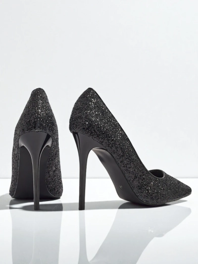 Pantofi cu toc pentru femei din piele ecologică cu brocart Zavrimea