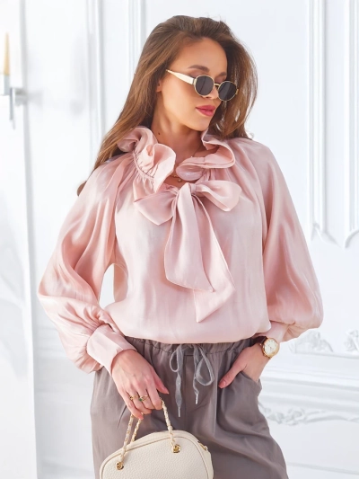 Royalfashion Cămașa strălucitoare pentru femei cu guler decorativ