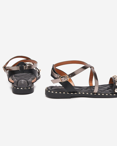 OUTLET Sandale negre dama cu jeturi Hanim- Incaltaminte