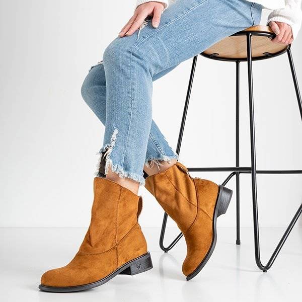 OUTLET Cizme cu toc plat maro Himalia - Încălțăminte