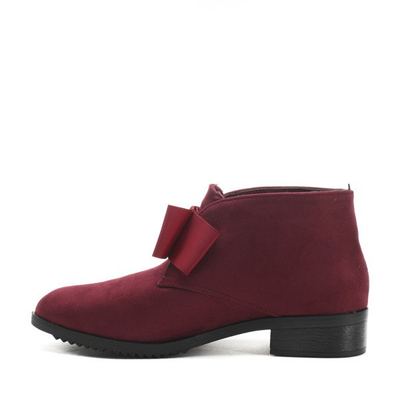 Botine din piele de căprioară Seanna burgundy - Încălțăminte