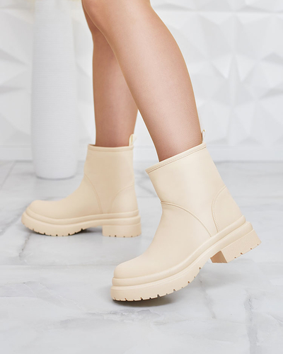 Royalfashion Cizme pentru femei bej mat cu talpă mai groasă Holeopi