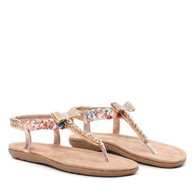 Złote sandały z cyrkoniami Benjamina- Obuwie