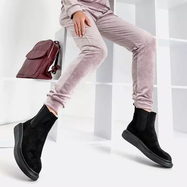 OUTLET Cizme negre de dama pe platforma Baruccio - Incaltaminte