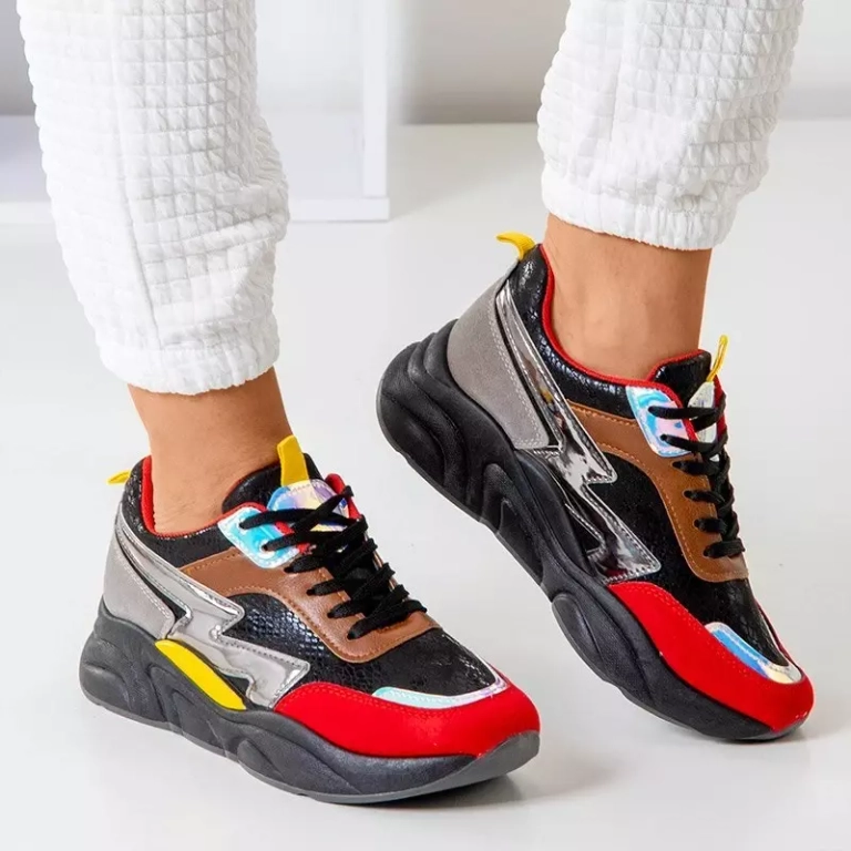 OUTLET Încălțăminte sport dama neagră cu inserții colorate Masze - Încălțăminte