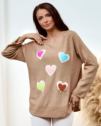 Royalfashion Pulover subțire de damă cu inimioare
