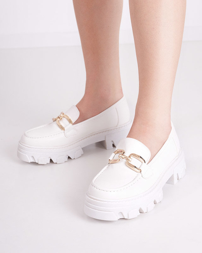 OUTLET Pantofi albi de dama cu decor auriu Meritso - Incaltaminte