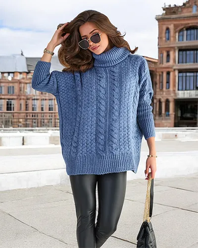 Royalfashion Pulover cu guler înalt pentru femei