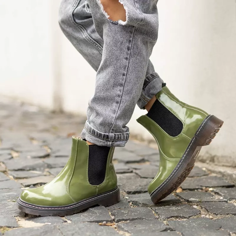 OUTLET Cizme dama lacuite verde Lensi- Incaltaminte