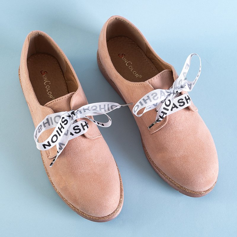 Încălțăminte roz pentru femei dantelată cu o panglică Ninetta - Încălțăminte