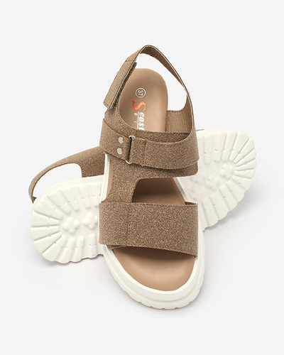 Royalfashion Sandale de damă maro închis cu talpă solidă Rederis