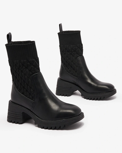 Royalfashion Cizme cu toc plat Acigog negru pentru femei