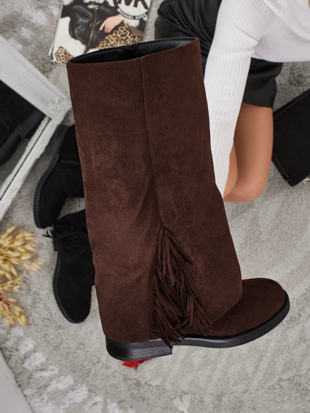 Cizme de damă din piele ecologică de tip piele întoarsă Ismara