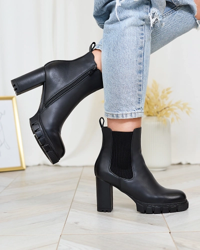 Royalfashion Cizme cu toc înalt pentru femei Negru Seihay