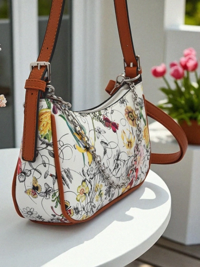 Royalfashion Posetă mică de damă din piele ecologică cu model floral Lily Bloom