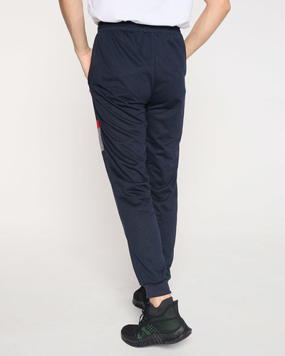Pantaloni de trening pentru bărbați bleumarin cu inscripții - Îmbrăcăminte