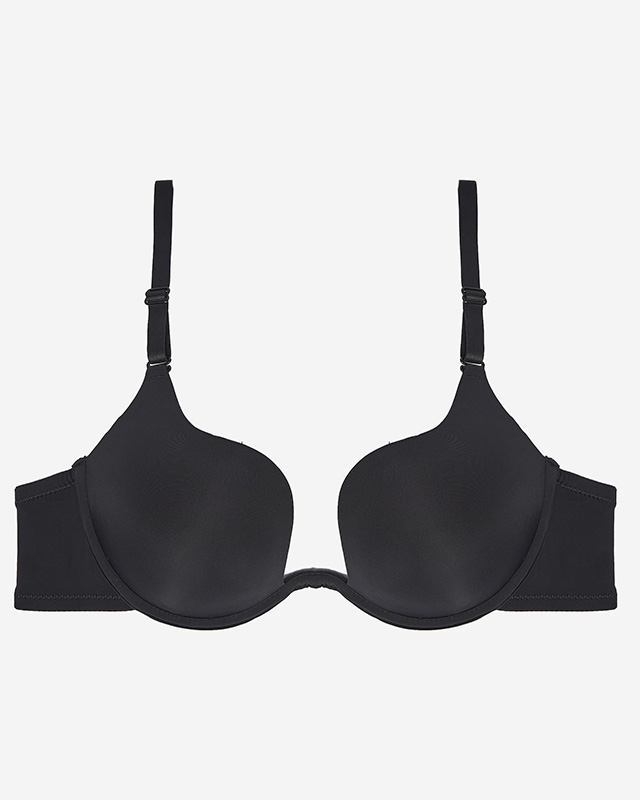 Sutien push up negru neted pentru femei - Lenjerie