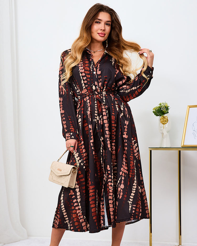 Royalfashion Rochie maxi pentru femei cu model negru și maro